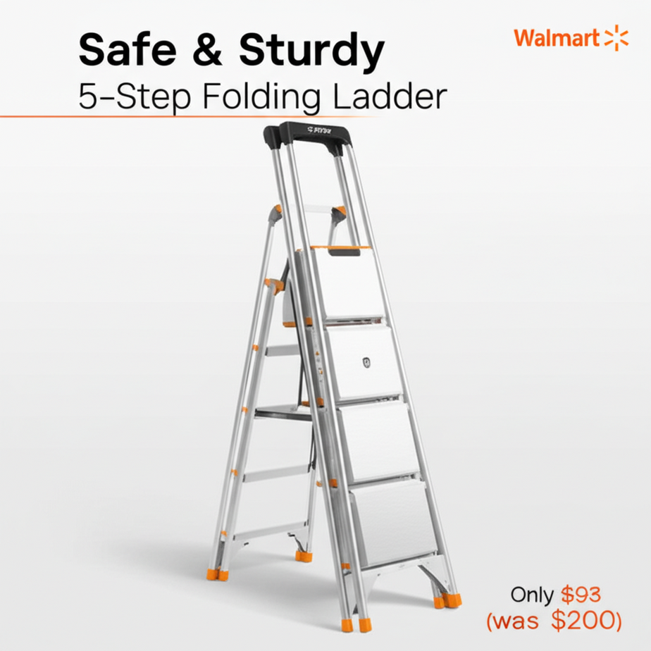Walmart is selling a ‘safe and sturdy’ $200 5-step folding ladder for $93